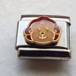 Cute enamel monkey face 9mm stainless steel italian charm bracelet link new